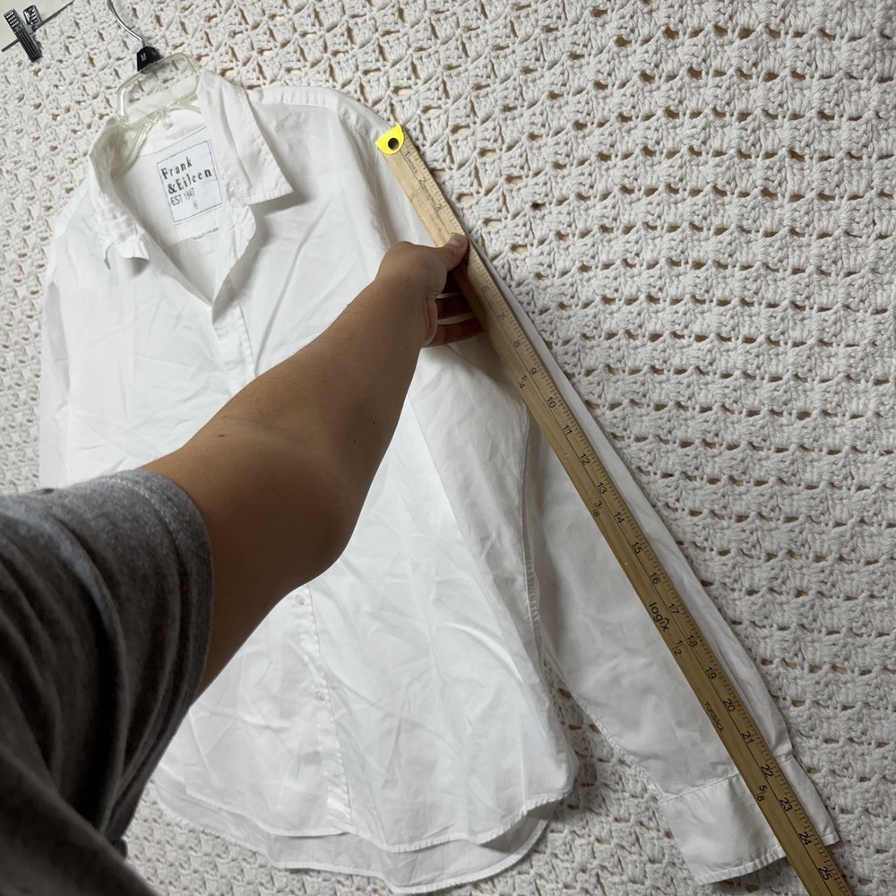 Frank & Eileen Joedy Super Luxe Shirt Women XL White Buttonup V Neck Long Sleeve - Picture 6 of 8